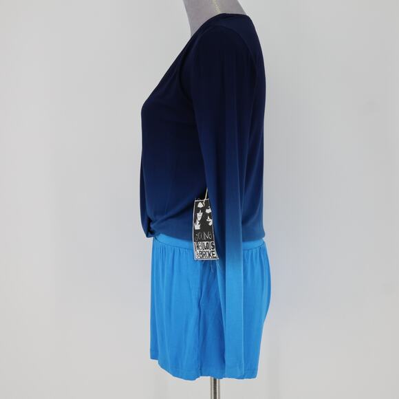 Young Fabulous and Broke Romper Womens XS Blue Ombre Stretch Knit Pull on New - Picture 12 of 13